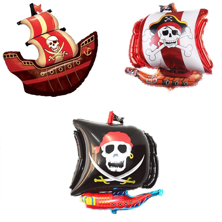 5PCS Pirate Ship Balloon Cartoon Halloween Aluminum Film Balloon(Red Black) - Balloons by PMC TechLife | Online Shopping South Africa | PMC TechLife