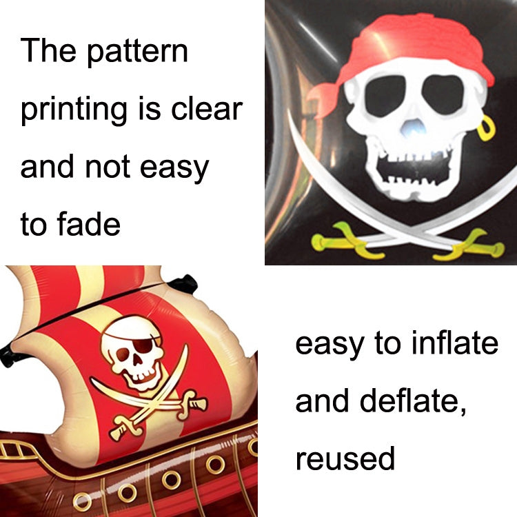 5PCS Pirate Ship Balloon Cartoon Halloween Aluminum Film Balloon(Red Black) - Balloons by PMC TechLife | Online Shopping South Africa | PMC TechLife