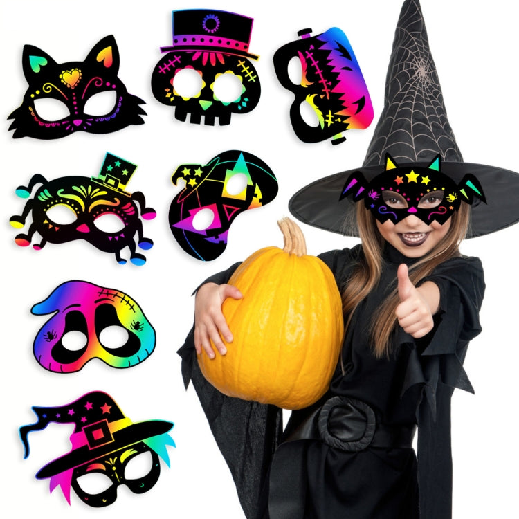 8 Pcs/Set Halloween Scratch Paper Mask Toys for Children - Halloween Masks by PMC TechLife | Online Shopping South Africa | PMC TechLife | Buy Now Pay Later Mobicred