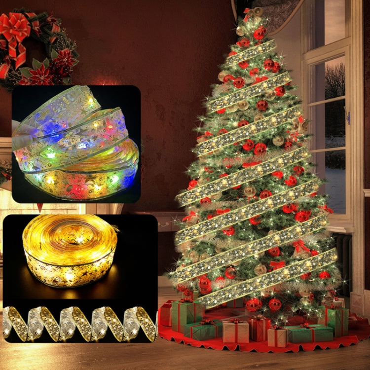 Christmas LED Lights Bronzing Double Ribbon String Lights, Specification: 10m(Gold Red Color Light) - Decoration Lamps by PMC TechLife | Online Shopping South Africa | PMC TechLife
