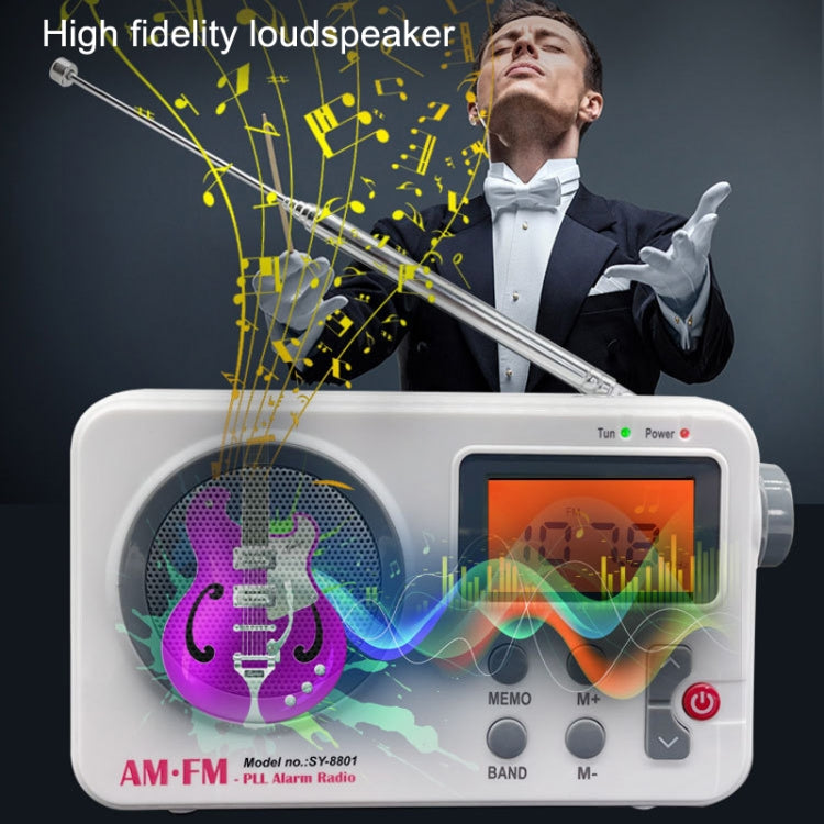 SY-8801 Portable Retro Radio HD LCD Screen Weight Bass Short Wave Radio(White) - Radio Player by PMC TechLife | Online Shopping South Africa | PMC TechLife | Buy Now Pay Later Mobicred