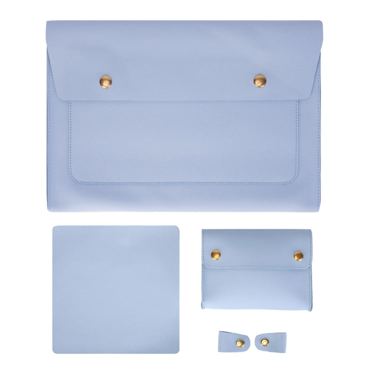 S178 3 In 1 Leather Waterproof Laptop Liner Bag, Size: 15 inches(Baby Blue) - free shipping - PMC Jewellery - Order now!