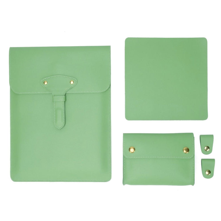 S177 3 In 1 Leather Water-resistant Laptop Liner Bags, Size: 15 inches(Avocado Green) - 15 inch by PMC Jewellery | Online Shopping South Africa | PMC Jewellery | Buy Now Pay Later Mobicred