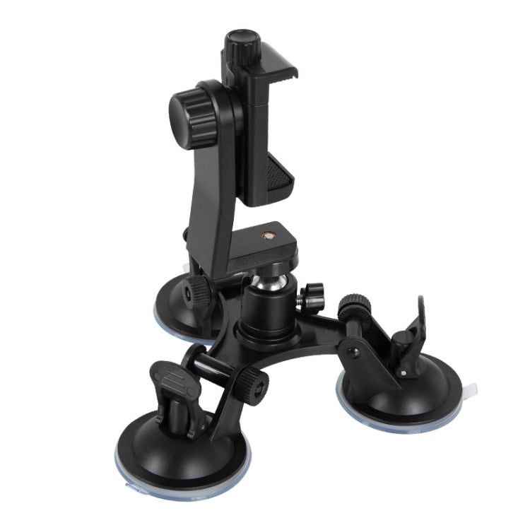 Car General Purpose Vehicle Bracket Suction Cup Fixed Glass Video Shooting Base, Shape: Suction Cup+PTZ+Phone Clip - Holder by PMC TechLife | Online Shopping South Africa | PMC TechLife | Buy Now Pay Later Mobicred