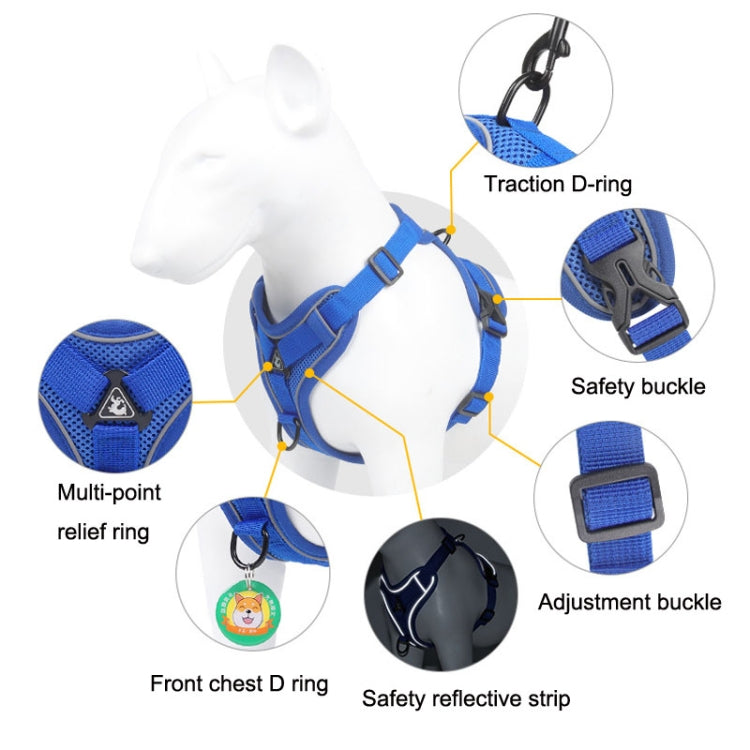 HT-864 Pet Traction Rope Reflective Breathable Dog Chest Strap Vest, Size: XL(Rose red) - Leashes by PMC TechLife | Online Shopping South Africa | PMC TechLife