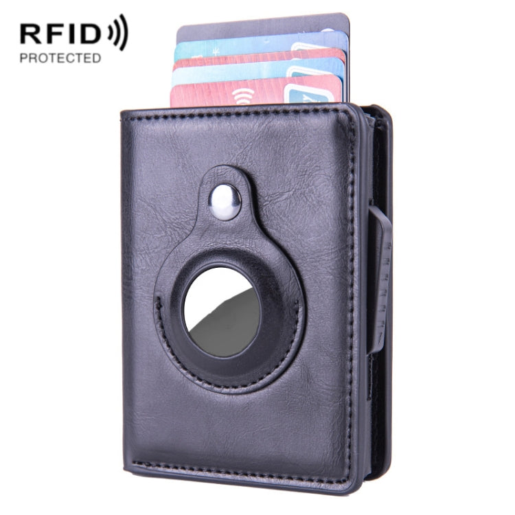 X-80 RFID Anti-theft Brushed Leather Card Holder For AirTag(Black) - Wallet Series by PMC TechLife | Online Shopping South Africa | PMC TechLife