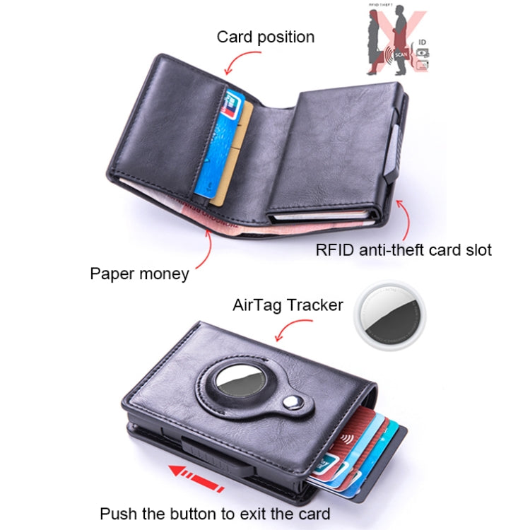 X-80 RFID Anti-theft Brushed Leather Card Holder For AirTag(Black) - Wallet Series by PMC TechLife | Online Shopping South Africa | PMC TechLife