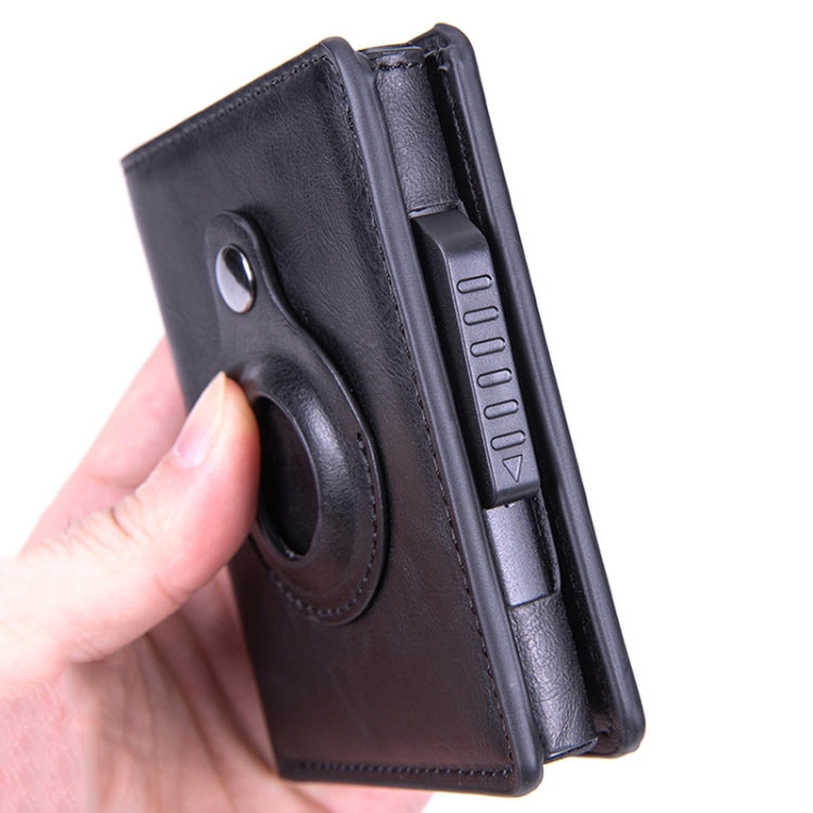 X-80 RFID Anti-theft Brushed Leather Card Holder For AirTag(Coffee) - Wallet Series by PMC TechLife | Online Shopping South Africa | PMC TechLife