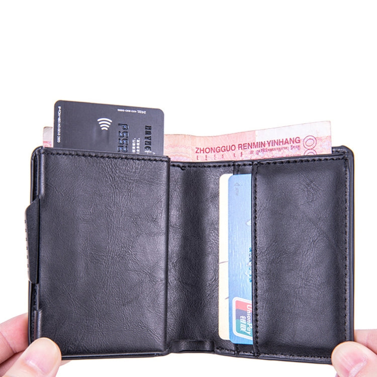 X-80 RFID Anti-theft Brushed Leather Card Holder For AirTag(Black) - Wallet Series by PMC TechLife | Online Shopping South Africa | PMC TechLife