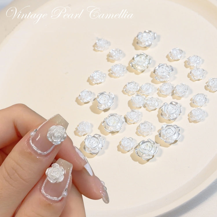 SP0473 30Pcs/Pack 3D Camellia Nail Art Decorative Rhinestones(Light Change) - free shipping - PMC Jewellery - Order now!