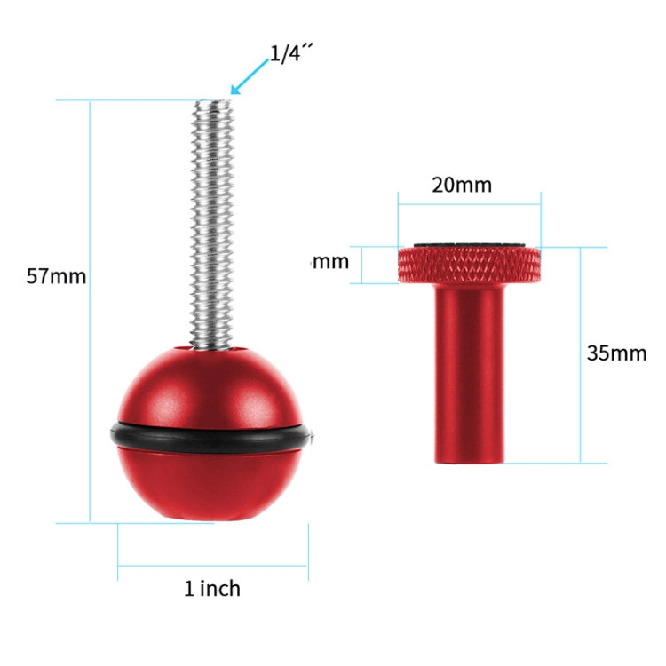Ball Head Adapter Adjustable Screw Fixed Mount  Camera Underwater Diving Photography Lights Bracket(1/4 Inch Red) - Connection Mount by PMC TechLife | Online Shopping South Africa | PMC TechLife | Buy Now Pay Later Mobicred