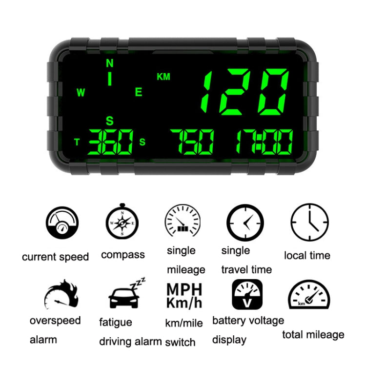 C3012 GPS Head-up Display Speed Mileage Compass Car General (Black) - Head Up Display System by PMC TechLife | Online Shopping South Africa | PMC TechLife | Buy Now Pay Later Mobicred
