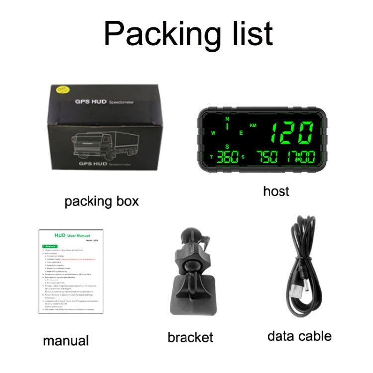 C3012 GPS Head-up Display Speed Mileage Compass Car General (Black) - Head Up Display System by PMC TechLife | Online Shopping South Africa | PMC TechLife | Buy Now Pay Later Mobicred