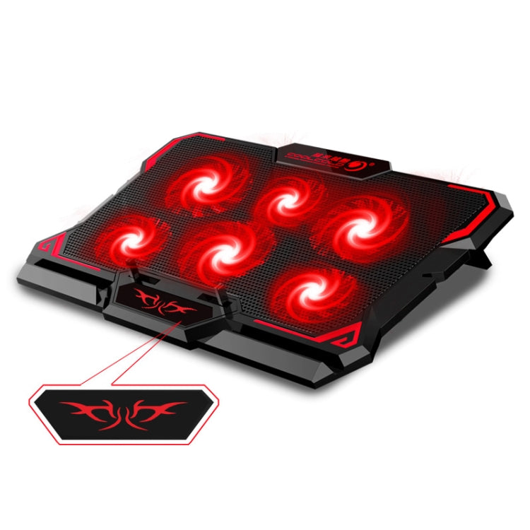 CoolCold  17inch Gaming Laptop Cooler Six Fan Two USB Port 2600RPM Laptop Cooling Pad( Black Red) - free shipping - PMC Jewellery - Order now!