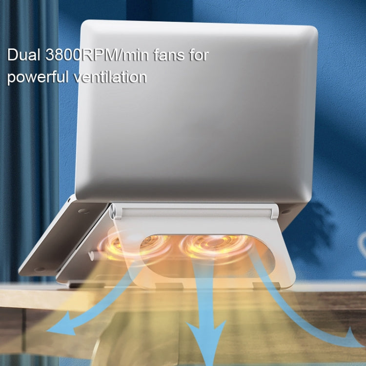 D33  2 Fan Laptop Cooling Bracket Folding Portable Liftable Tablet Bracket(White) - Cooling Pads by PMC Jewellery | Online Shopping South Africa | PMC Jewellery | Buy Now Pay Later Mobicred