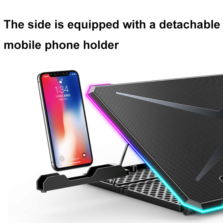ICE COOREL K15 6-Fans Adjustable LCD Screen Laptop Stand Radiator With RGB Atmosphere Light(Black) - Cooling Pads by ICE COOREL | Online Shopping South Africa | PMC Jewellery | Buy Now Pay Later Mobicred