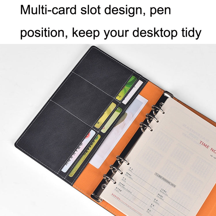 A5 Business Loose-leaf Notebook Office Stationery Leather PU Notepad(Deep Gray) - Notebooks by PMc TechLife | Online Shopping South Africa | PMc TechLife | Buy Now Pay Later Mobicred