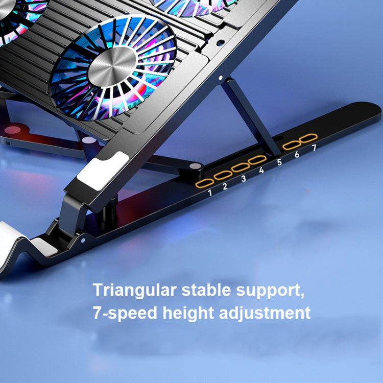 Laptop Radiator Bracket Folding Storage Air-cooled Cooling Base,Style: Four Fan - Cooling Pads by PMC Jewellery | Online Shopping South Africa | PMC Jewellery | Buy Now Pay Later Mobicred