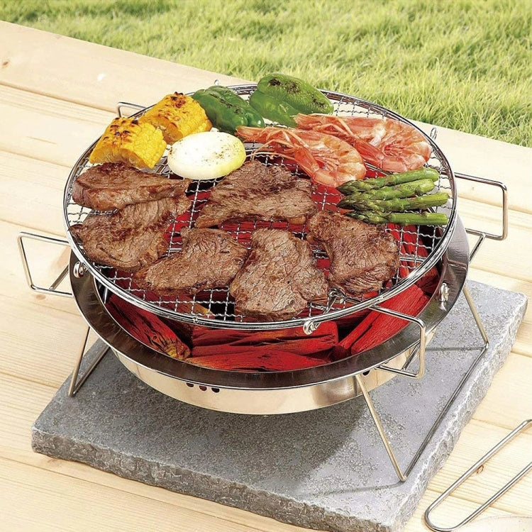 RG_011 Outdoor Round Folding Stainless Steel Barbecue Grill, Size: 30 x 19.5cm - Cookwares & Tablewares by PMC TechLife | Online Shopping South Africa | PMC TechLife