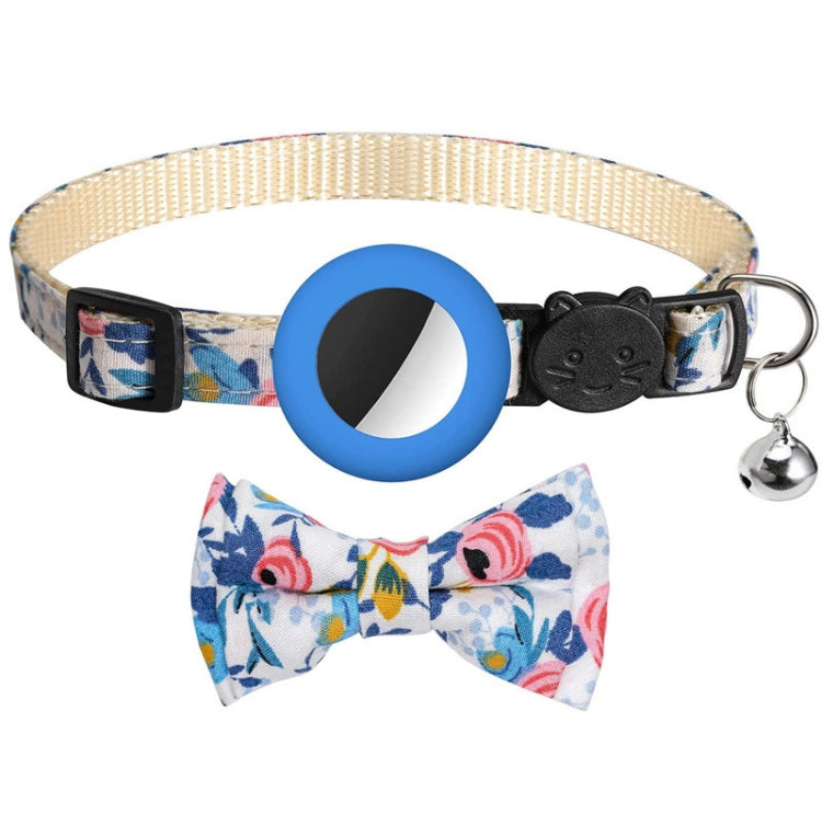 Anti-Lost Printed Bow Pet Collar with Bell for AirTag(Blue) - Pet Series by PMC TechLife | Online Shopping South Africa | PMC TechLife
