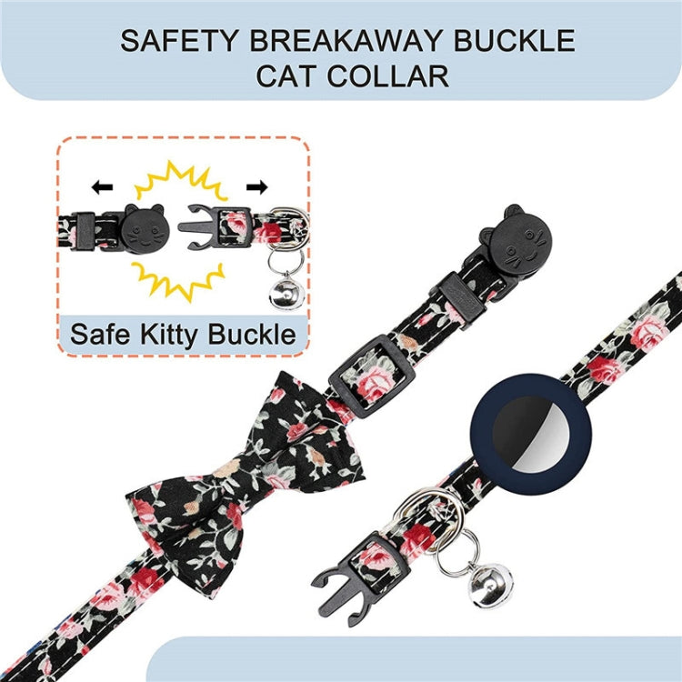 Anti-Lost Printed Bow Pet Collar with Bell for AirTag(Deep Blue) - Pet Series by PMC TechLife | Online Shopping South Africa | PMC TechLife