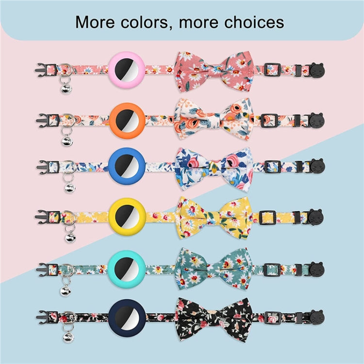Anti-Lost Printed Bow Pet Collar with Bell for AirTag(Deep Blue) - Pet Series by PMC TechLife | Online Shopping South Africa | PMC TechLife