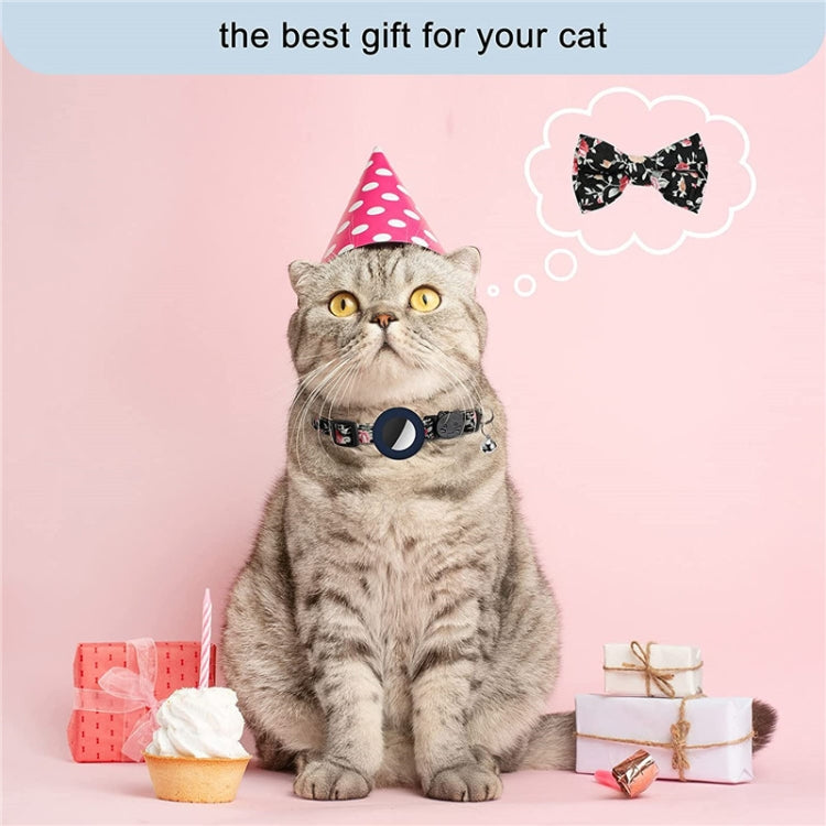 Anti-Lost Printed Bow Pet Collar with Bell for AirTag(Blue) - Pet Series by PMC TechLife | Online Shopping South Africa | PMC TechLife