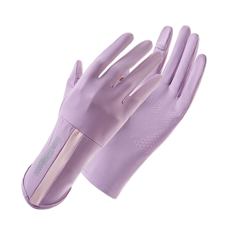 1 Pair XC-14 Riding Driving Sunscreen Anti-UV Fingerless Ice Silk Gloves, Style: Line (Purple) - Safety Gloves by PMC TechLife | Online Shopping South Africa | PMC TechLife