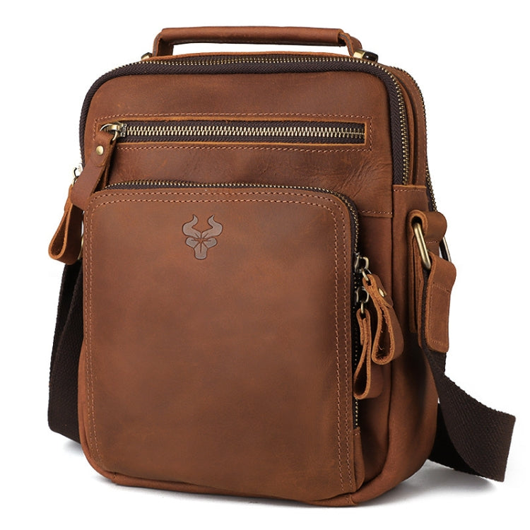 HUMERPAUL MH573 Men Shoulder Bag Leather Messengers Bag(Khaki) - Single-shoulder Bags by HUMERPAUL | Online Shopping South Africa | PMC TechLife | Buy Now Pay Later Mobicred