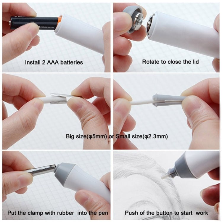 Tenwin 8302 Adjustable Electric Eraser With Rubber Refills For Sketch Drawing Erasing(Black) - Eraser & Correction Tape by Tenwin | Online Shopping South Africa | PMC TechLife