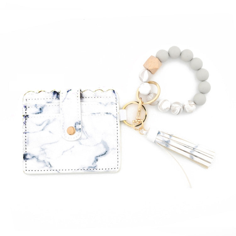 PU Tassel Silicone Bead Bracelet Wallet With Keychain, Color: Marble - free shipping - PMC TechLife - Order now!