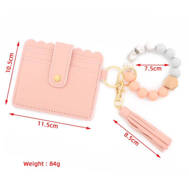PU Tassel Silicone Bead Bracelet Wallet With Keychain, Color: Marble - free shipping - PMC TechLife - Order now!