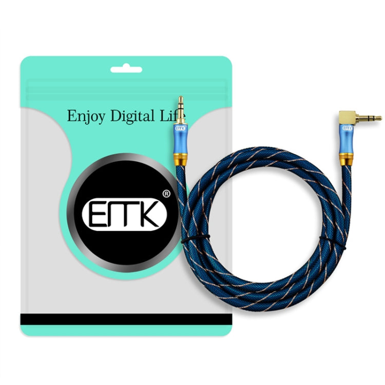 EMK 90-Degree Car 3.5mm Audio Cable Extension Cable, Cable Length: 1.5M(Blue) - free shipping - PMC TechLife - Order now!