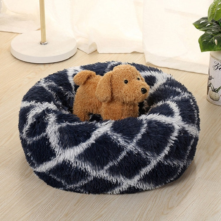 Long-haired Round Pet Kennel Warm Pet Bed, Specification: 60cm(Dark Blue) - Beds by PMC TechLife | Online Shopping South Africa | PMC TechLife | Buy Now Pay Later Mobicred