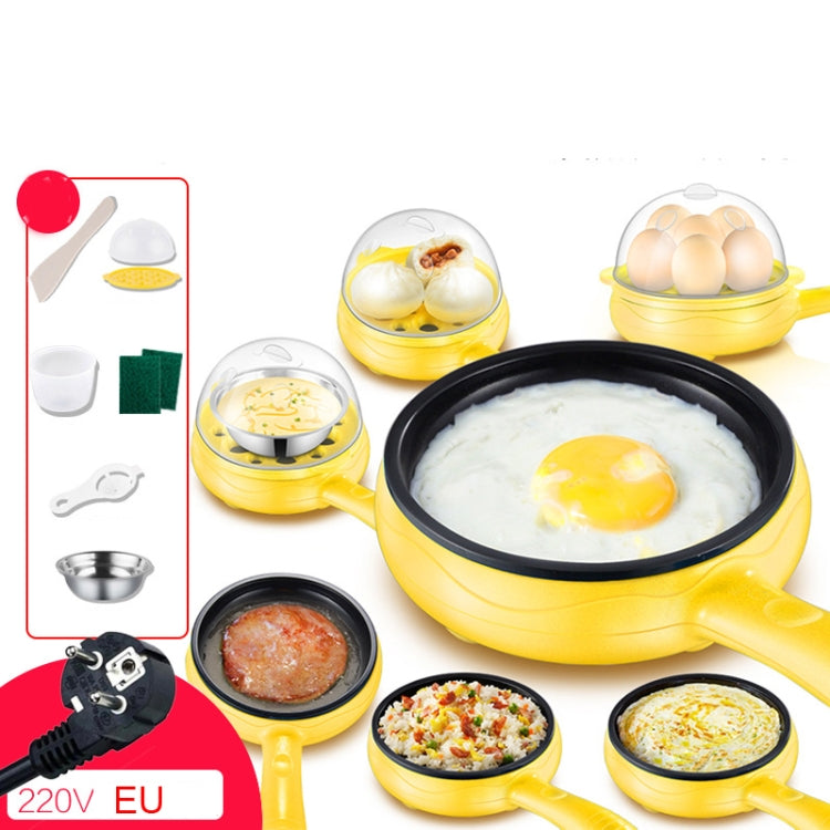 350W Electric Egg Omelette Cooker Frying Pan Steamer Cooker,EU Plug,Style: Pan+Wood Shovel Yellow - Electric Skillets by PMC TechLife | Online Shopping South Africa | PMC TechLife | Buy Now Pay Later Mobicred