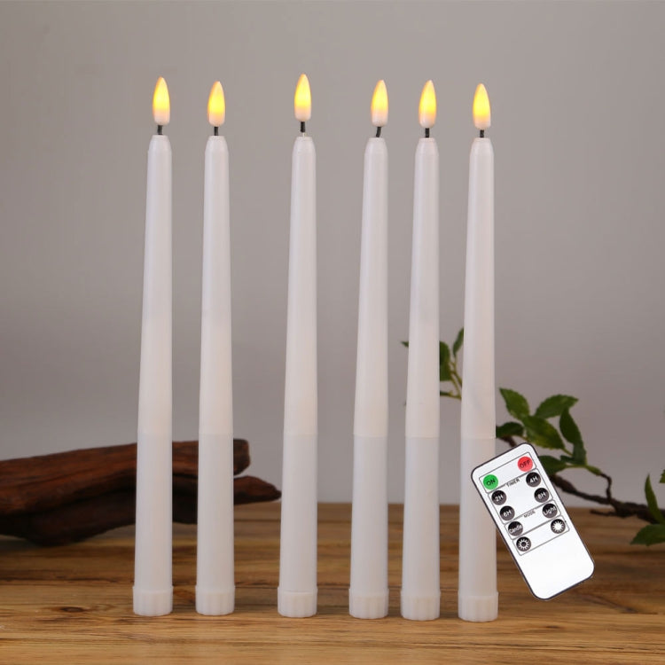6 PCS B003 White Shell Long-rod Simulation Candle Light with Remote Control(B Yellow Light) - Holiday Lights by PMc TechLife | Online Shopping South Africa | PMc TechLife | Buy Now Pay Later Mobicred