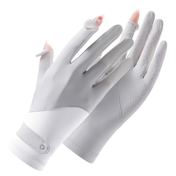 FSN02 1pair UV Resistant Ice Silk Breathable Cool Non-Slip Cycling Driving Thin Gloves Free Code(Gray White) - Safety Gloves by PMC TechLife | Online Shopping South Africa | PMC TechLife | Buy Now Pay Later Mobicred