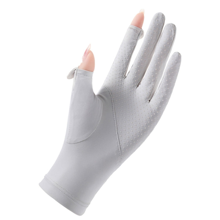FSN02 1pair UV Resistant Ice Silk Breathable Cool Non-Slip Cycling Driving Thin Gloves Free Code(Gray White) - Safety Gloves by PMC TechLife | Online Shopping South Africa | PMC TechLife | Buy Now Pay Later Mobicred