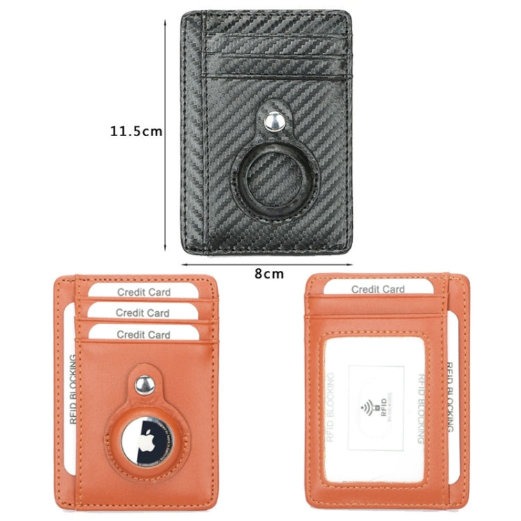 TQ-319 Anti-Theft Anti-Lost Tracker Leather Card Holder For AirTag, Style: Carbon Fiber (Brown) - Wallet Series by PMc TechLife | Online Shopping South Africa | PMc TechLife | Buy Now Pay Later Mobicred