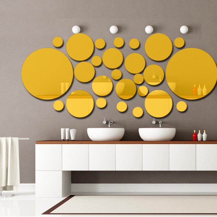 JM004 26PCS Bedroom Geometric Round Stereo Acrylic Mirror Wall Sticker(Gold) - Decorative Mirrors by PMC TechLife | Online Shopping South Africa | PMC TechLife