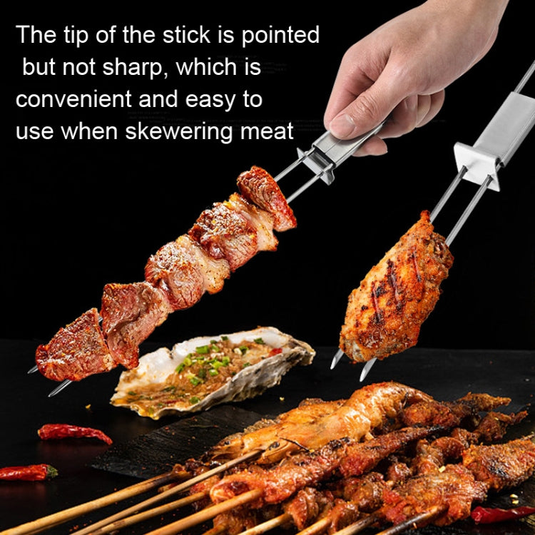 2 PCS Stainless Steel Semi-Automatic Double Head BBQ Fork Outdoor BBQ Tool - Cookwares & Tablewares by PMC TechLife | Online Shopping South Africa | PMC TechLife