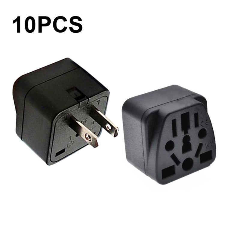 10 PCS WY-6 10A 250V Porous US Conversion Plug(Black) - Plug Adaptor by PMC TechLife | Online Shopping South Africa | PMC TechLife | Buy Now Pay Later Mobicred