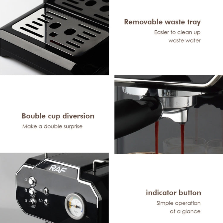 RAF R.104 Home Small Semi Automatic High Pressure Steam Milk Foaming Coffee Machine, EU Plug(Black) - free shipping - PMC TechLife - Order now!
