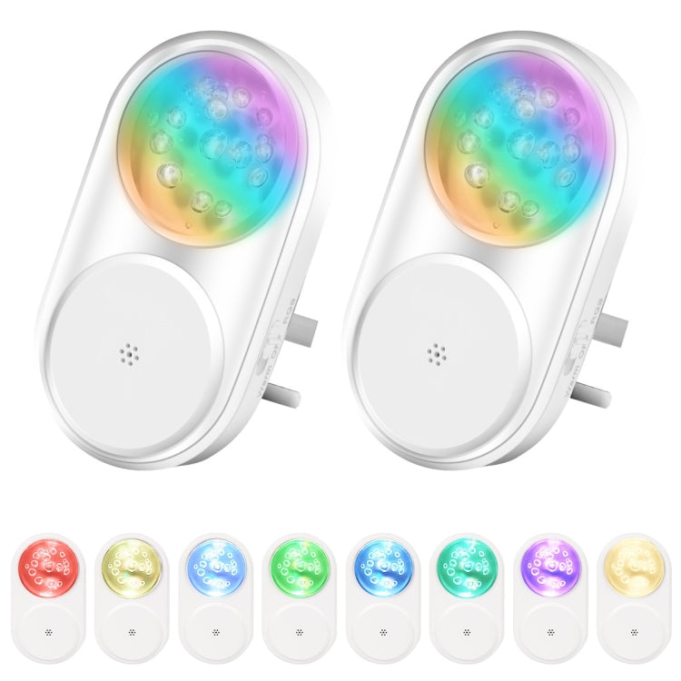 2 PCS Smart LED Light Control Night Light RGB Colorful Atmosphere Light with Sleeping Light(UK Plug) - Sensor LED Lights by PMC TechLife | Online Shopping South Africa | PMC TechLife | Buy Now Pay Later Mobicred