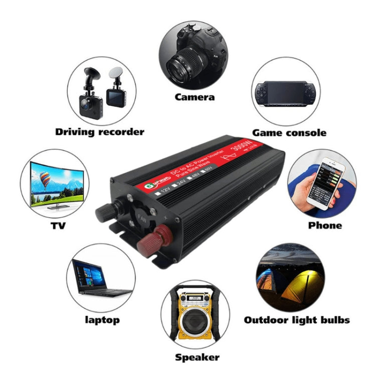 Gurxun Sine Wave Inverter 3000W 12/24/48/60V To 220V Car Boost Converter, Specification: 60V-220V - Pure Sine Wave by PMC TechLife | Online Shopping South Africa | PMC TechLife | Buy Now Pay Later Mobicred