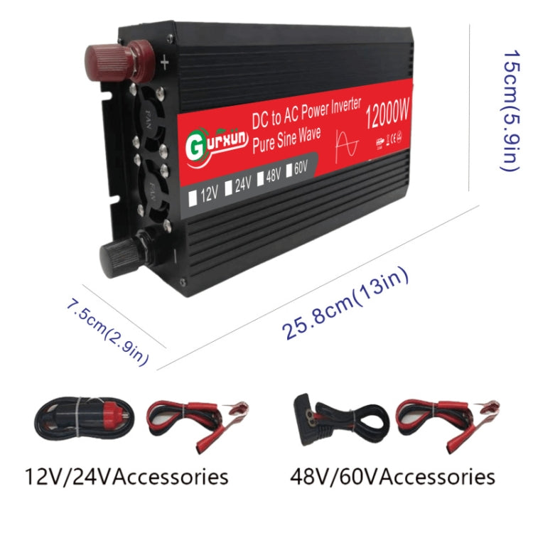 Gurxun 12000W High Power Household Car Sine Wave Inverter, Specification: 24V To 220V - Pure Sine Wave by PMC TechLife | Online Shopping South Africa | PMC TechLife | Buy Now Pay Later Mobicred