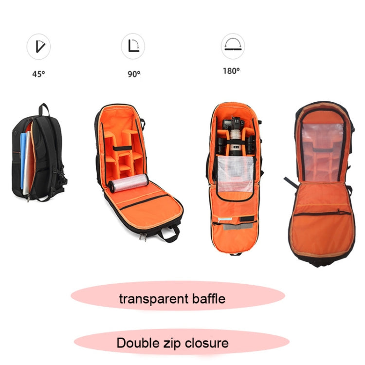 Oxford Cloth Waterproof Photography Backpack 17 Inch Laptop Backpack(Orange) - Backpack by PMC TechLife | Online Shopping South Africa | PMC TechLife | Buy Now Pay Later Mobicred