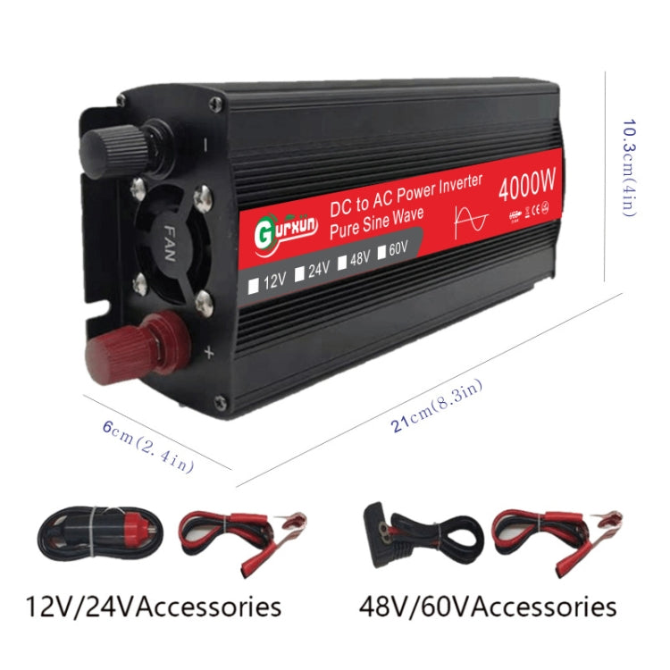 Gurxun 4000W Home Car Power Converter Sine Wave Inverter, Specification: 60V To 220V - Pure Sine Wave by PMC TechLife | Online Shopping South Africa | PMC TechLife | Buy Now Pay Later Mobicred
