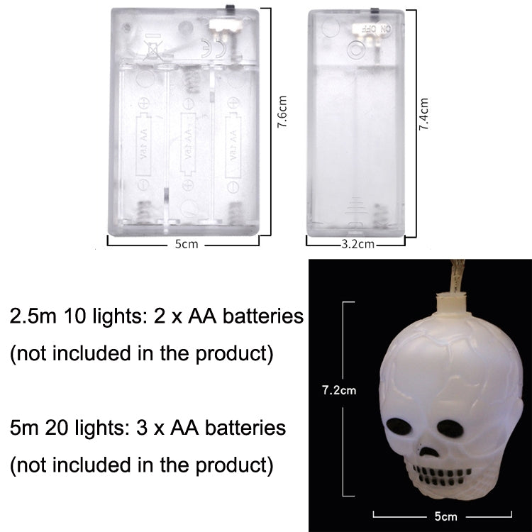 Halloween LED White Yarn Skull Ghost Festival Horror Atmosphere Decorative Lights, Style: 5m 20 Lights (White) - Halloween Decoration Lamps by PMC TechLife | Online Shopping South Africa | PMC TechLife | Buy Now Pay Later Mobicred