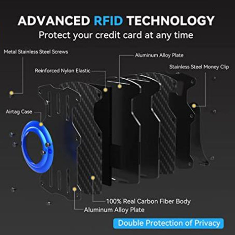 Men Ultra Slim Tracker Card Holder RFID Metal Card Holder for AirTag(Black) - Wallet Series by PMC TechLife | Online Shopping South Africa | PMC TechLife